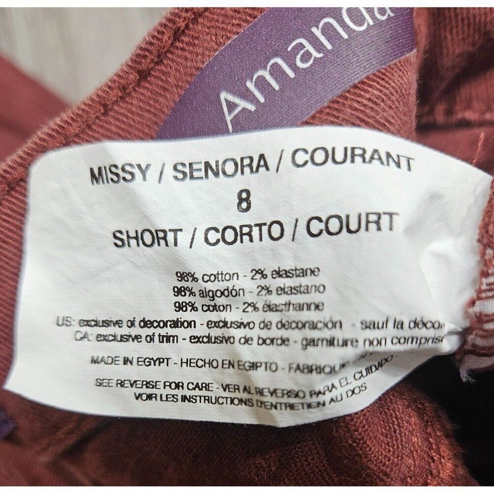 Gloria Vanderbilt Size 8 Short Amanda Straight Leg Red Burgundy Jeans - Picture 7 of 13